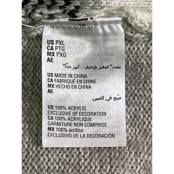 Karen Scott Plus PXL Polar Bear Christmas Sweater Glitter Santa Hat Gray - Picture 7 of 8